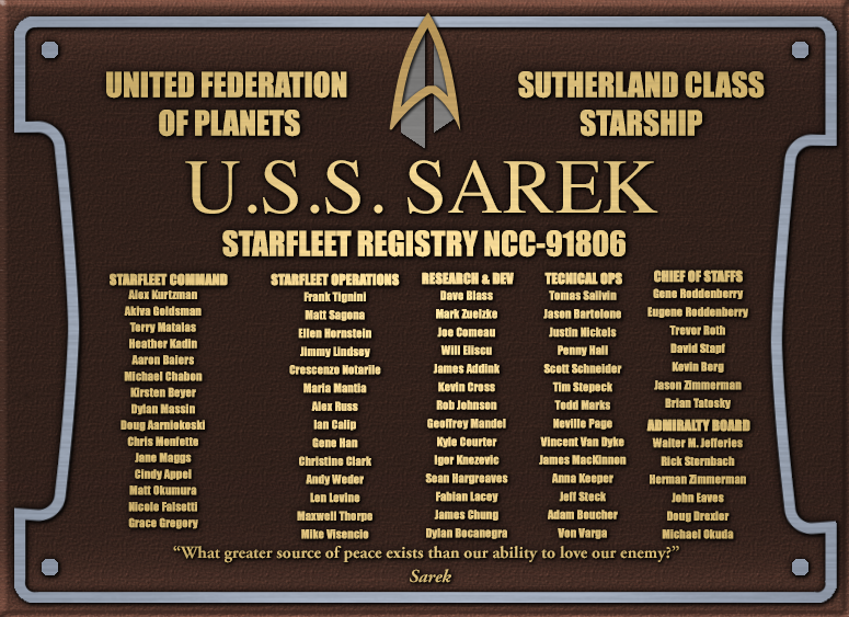 USS Sarek dedication plaque