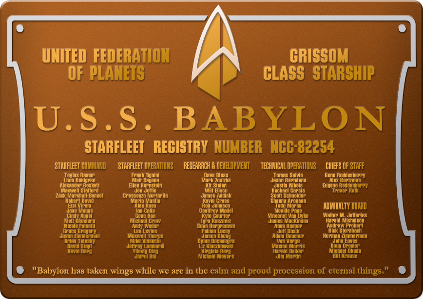 dedication plaque for the USS Babylon