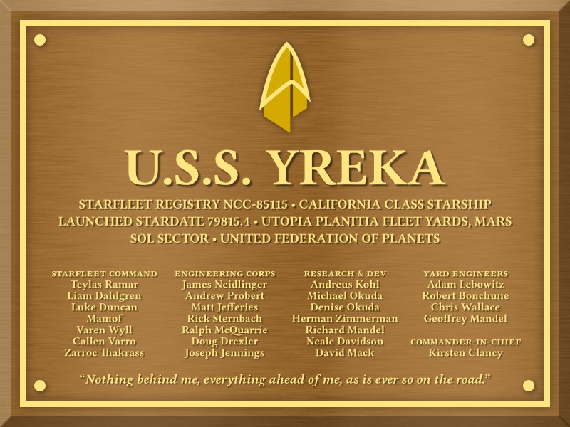 USS Yreka Dedication Plaque
